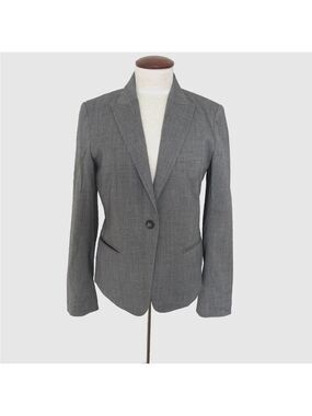 Theory Wool Blend Womens Single Button Gray Blazer Jacket Size 8 Made in USA